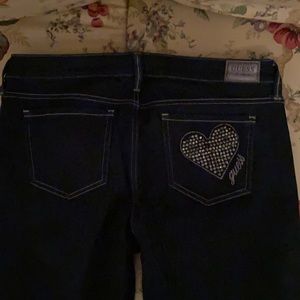 Unique Guess Jeans w/ cool rhinestone heart design